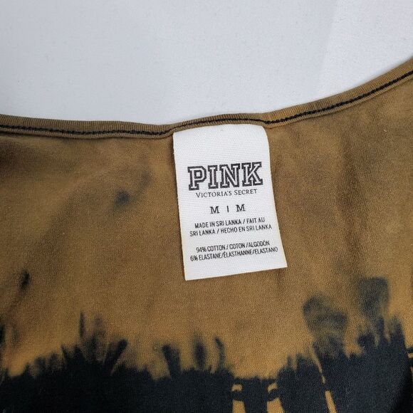 VS PINK custom black bleach dyed long‎ sleeve crop top M - Picture 4 of 8